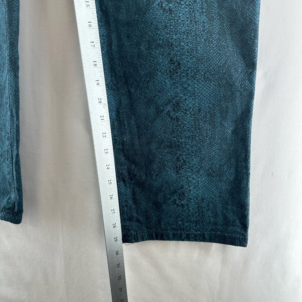 Bandolino Mandie Pants Women Sz 14W High Rise Straight Snake Print Stretchy Teal - Picture 9 of 11